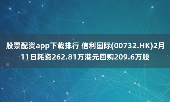 股票配资app下载排行 信利国际(00732.HK)2月11日耗资262.81万港元回购209.6万股