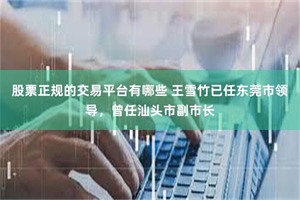股票正规的交易平台有哪些 王雪竹已任东莞市领导，曾任汕头市副市长