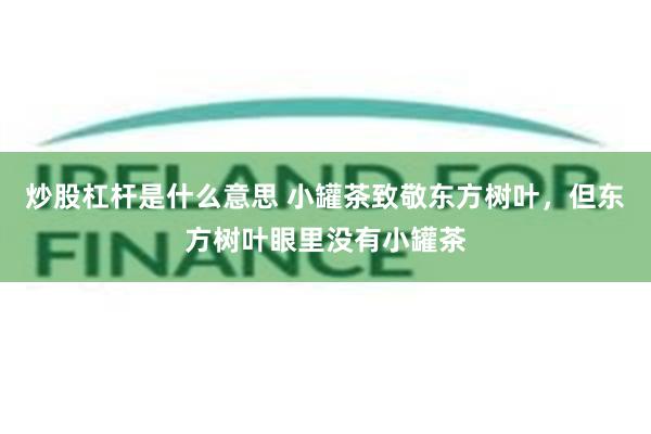 炒股杠杆是什么意思 小罐茶致敬东方树叶，但东方树叶眼里没有小罐茶