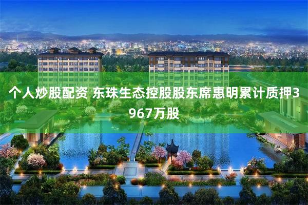 个人炒股配资 东珠生态控股股东席惠明累计质押3967万股