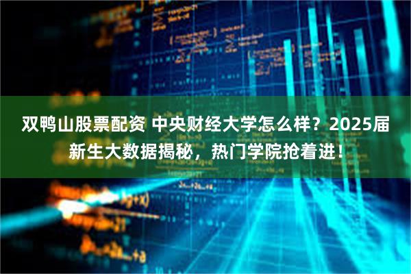 双鸭山股票配资 中央财经大学怎么样？2025届新生大数据揭秘，热门学院抢着进！